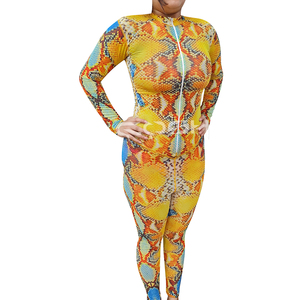 Body femme à manches longues et imprimé serpent, très élastique, avec fermeture éclair sur le devant et legging taille haute – Fournisseur - Product Image 2