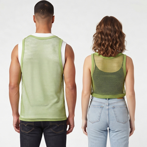 Unisex Fishnet <b>Mesh</b> Tank <b>Top</b> Sleeveless O-Neck 100% Polyester Sheer <b>Mesh</b> Tank <b>Tops</b> Quick Dry Lightweight Sexy Sleeveless <b>Tops</b> - Product Image 2