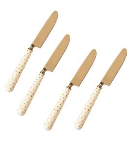 Juego de Cuchillos para Mantequilla de Acero Inoxidable con Mango de Resina, Diseño de Puntos Dorados, Espátula Plana, Ecológico, Ambidiestro, Acabado Pulido, Apto para Lavavajillas - Product Image 1