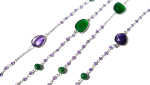 Collier superposé bohème en argent sterling avec perles d'améthyste naturelle et d'onyx vert, cadeau pour femme - Product Image 4