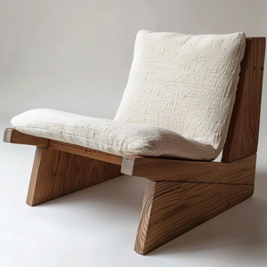 Fauteuil lounge en teck de style japonais, minimaliste, à profil bas, fauteuil de sol - Product Image 1