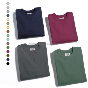 Sudadera de cuello redondo de gran tamaño para hombre, Jersey pesado con logotipo personalizado de 470Gsm French Terry, color sólido - Product Image 1