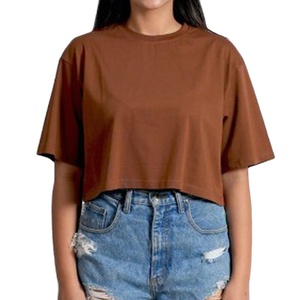 Camiseta Corta de Alta Calidad para Mujer, Ecológica, con Logo Personalizado, Hombros Caídos, Oversize, 100% Algodón, Ajuste Holgado y Transpirable - Product Image 1