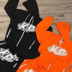 Premium nylon polyester windbreaker short set lightweight woven fabric sky blue hoodie short with applique custom logo plus size - Product Image 4