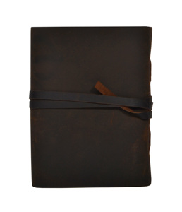 Journal artisanal en cuir véritable souple, relié, design antique marron, pour homme et femme, avec pages vierges en coton recyclé, 120 pages. - Product Image 3
