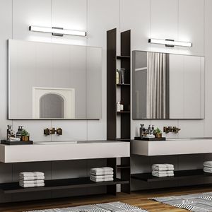 Modern 33-Inch Bathroom <b>Vanity</b> <b>Light</b> 18W LED Bath <b>Lights</b> with Cool White 6000K Black <b>Vanity</b> <b>Mirror</b> 6000K - Product Image 1