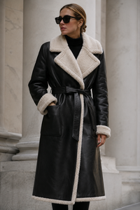 Manteau Aviateur en Cuir Véritable pour Femme, Doublure en Laine de Mouton Écologique, Imperméable, Long, Chaud et Luxueux pour l'Hiver – Vente en Gros - Product Image 3