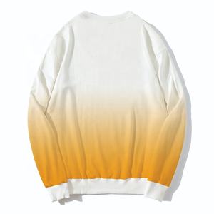 100% coton luxe qualité cravate teint deux tons unisexe personnalisé col rond longue ligne vêtements de sport tricoté léger hommes sweats - Product Image 6