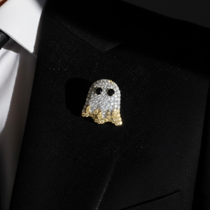Lindo Broche de Fantasma de Dibujos Animados con Moissanita y Diamantes de Imitación Engastados en Plata 925, Joyería Unisex para Regalo de Boda o Fiesta - Product Image 3