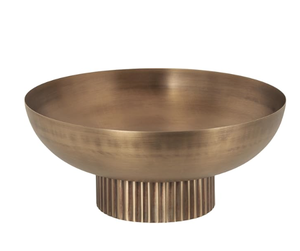 Cuenco Decorativo de Metal Dorado Antiguo con Base Acanalada, Centro de Mesa de Lujo para Decoración del Hogar, Comedor y Exhibición - Product Image 1