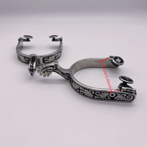 Espuelas Vaqueras Occidentales, Espuelas de Acero Inoxidable, con Rotación de Engranajes, con Patrones de Doble Cara - Product Image 2