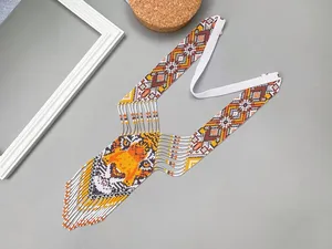 BEST SALE Tribal Beaded Gerdan <b>Necklace</b>, Safari Zebra Seed Bead <b>Necklace</b>, Handmade Boho Animal <b>Necklace</b>, Long <b>Statement</b> Jewelry - Product Image 2