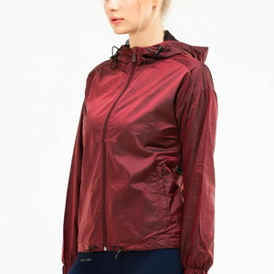 Custom <b>Women's</b> Windbreaker Hooded <b>Jacket</b> Windproof <b>Lightweight</b> Solid Color Full Sleeve Zipper Closure Casual Wear OEM - Product Image 4