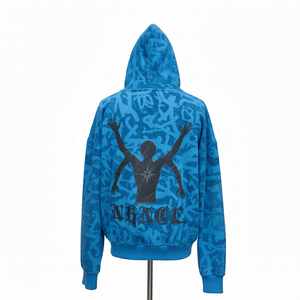 Sudadera personalizada 100% algodón con estampado completo, corte holgado, cremallera y lavado ácido para hombre en varios colores. - Product Image 4