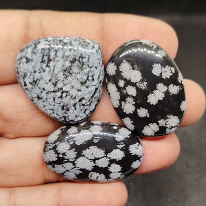 Cabujón de Obsidiana Natural Auténtica Más Vendido, Piedras Preciosas Blancas y Negras 100% Genuinas para Joyería, ¡Compre Ahora! - Product Image 6
