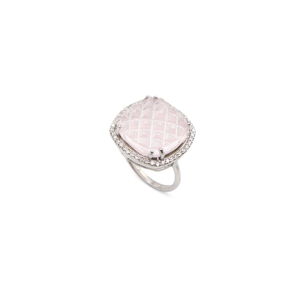 925 Sterling Silver Natural <b>Rose</b> <b>Quartz</b> <b>Ring</b> Rhodium Plated OEM ODM Fine Jewelry - Product Image 2