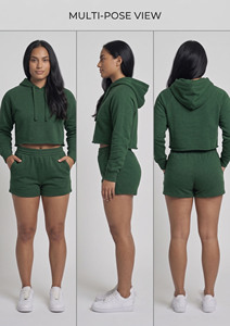 Women Crop Hoodie Shorts Set /Ladies Long Sleeve Crop Winter Jogger Sweat Shorts Set / Women Mid Drawstring Waist Shorts Set - Product Image 6
