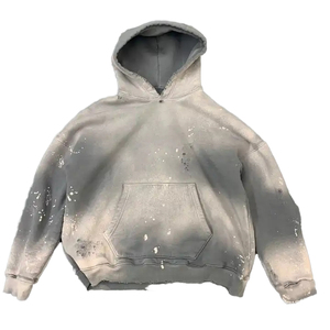 เสื้อฮู้ดดี้ผู้ชายแบบขายส่ง ล้างสีด้วยกรด สไตล์วินเทอร์ ผ้าฝ้าย 100% หนานุ่ม สีซีดแบบดิสเทรส ปักลายตามสั่ง พิมพ์ลายดิจิตอล ผู้จำหน่าย - Product Image 3