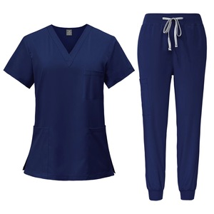Custom Unisex V-Neck Medical <b>Scrub</b> <b>Top</b> Short Sleeve Hospital Uniform Shirt Two Front Pockets Breathable Comfortable Jersey - Product Image 5