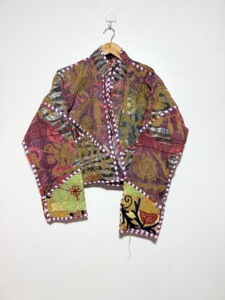 Handmade Reversible Cotton <b>Kantha</b> <b>Jacket</b> Floral Embroidery Wrap Tie V-neck Lightweight for Women's Bohemian Autumn/Winter/Spring - Product Image 6
