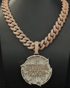 Bubba King Iced Out <b>Pendant</b> 18K Gold Plated Moissanite Themed Hip Hop Men's Charm Custom <b>Initial</b> Letter Circle <b>Pendant</b> For Men's - Product Image 5