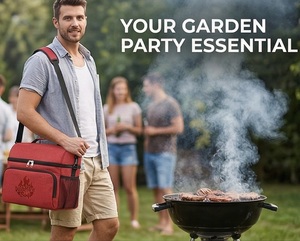 กระเป๋าเก็บความเย็นแบบพรีเมียมสำหรับปิ้งย่าง ป้องกันไฟไหม้ พร้อมช่องเก็บของหลายช่อง สายสะพายไหล่ สำหรับจัดเก็บอาหารร้อนและเย็น - Product Image 2