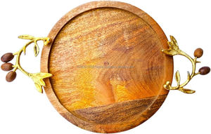 Plateau de service rectangulaire en acacia et mangue antique avec logo personnalisé, finition polie, pour usage en restaurant, vente en gros - Product Image 3