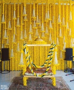 Guirnalda de Flores de Caléndula de Plástico Ecológico Artificial, Borlas de Tuberosa, Decoración para Bodas Indias, Haldi, Mehndi - Product Image 2