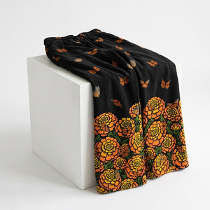 Printed Floral Butterfly Women Black Wide Leg Pants <b>Elastic</b> <b>Waist</b> Casual Loose <b>Trousers</b> For Sale - Product Image 4
