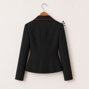 Ropa Masónica Herencia Griega: Blazer Negro con Combinación Roja para Mujer, Abrigo Bordado de Manga Larga para Hermandades y Fraternidades - Product Image 4
