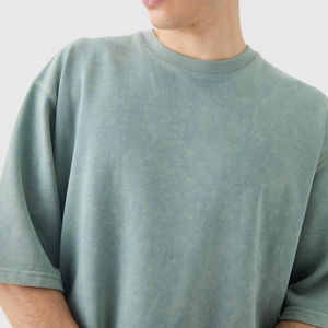 Camiseta de Algodón 100% Personalizada con Cuello Redondo, Corte Holgado y Lavado Ácido, de Alta Calidad para Hombre, Estilo Urbano Oversize, Manga Corta, Tejido de Punto - Product Image 6