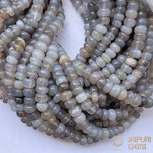 Perles de pierre d'agate grise naturelle certifiées IGI Jaipuri Gems, lisses, rondelles, 8mm/10mm/12mm, fils pour la fabrication de bijoux - Product Image 4