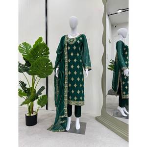 Party Wear XL Suit Set con hilo Secuencia Diamond Work - Product Image 4