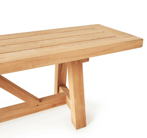 Banco de Patio de Madera de Teca Sólida, Ecológico, Acabado Natural, Capacidad para 4 Personas, Banco de Jardín para Terraza, Patio Trasero, Hotel - Product Image 4