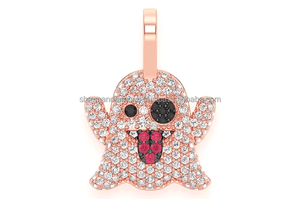 Pendentif Collier Hip Hop Plaqué Or 10K Tendance avec Breloques Diamant Moissanite VVS Motif Fantôme Snapchat Givré – Cadeau pour Lui/La - Product Image 4