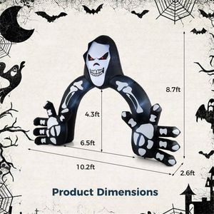 Arco Gonfiabile Gigante in PVC a Forma di Grim Reaper 3,1x2,6m con 8 Luci LED, Facile da Gonfiare, Soffiatore Integrato, Picchetti Antivento/6 Sacche d'Acqua - Product Image 3