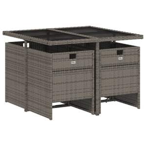 Conjunto de Comedor Plegable de 5 Piezas para Patio, Gris, Mimbre Sintético, Juego de Jardín para 4 Personas - Product Image 3