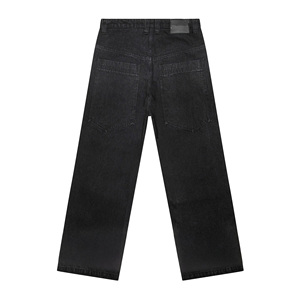 Jean décontracté en denim délavé pour homme, coupe droite et large, avec boutons, en coton écologique, toutes saisons, style vintage, vente en gros - Product Image 6