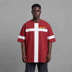 เสื้อยืดโอเวอร์ไซส์สำหรับผู้ชาย ผ้าฝ้ายพรีเมียม ทรงหลวมไหล่ตก สไตล์สตรีทแวร์ รับสกรีนโลโก้ เสื้อยืดโอเวอร์ไซส์เนื้อหนา - Product Image 4