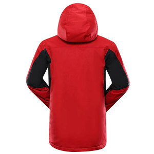 <b>Red</b> Men's <b>Hooded</b> Puffer <b>Jacket</b> Waterproof Sporty Winter Outdoor Zipper Closure Stand Collar Polyester Wadding Thick Regular Fit - Product Image 2