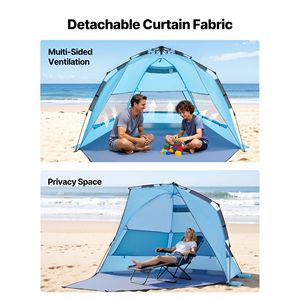 Tenda da Spiaggia Portatile Pop-Up per 4 Persone con Protezione Solare UPF 50+, Tettoia Parasole e Borsa per il Trasporto per la Sabbia - Product Image 5