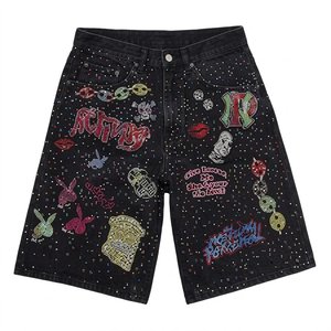 Nuevos Shorts de Mezclilla de Alta Calidad para Hombre con Logotipo Bordado Personalizado y Pedrería, Shorts Casuales de Estilo Urbano para Verano, para Actividades al Aire Libre - Product Image 1