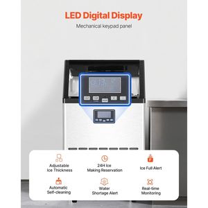 เครื่องทำน้ำแข็งแบบตั้งพื้นเชิงพาณิชย์ 150 ปอนด์/24 ชม. ผลิตน้ำแข็งได้ 45 ก้อนใน 15 นาที ความจุขนาดใหญ่ 33 ปอนด์ ผลิตน้ำแข็งได้ตลอด 24 ชม. - Product Image 4