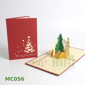 ANN HANDICRAFT MC056 Custom 3D Christmas Tree Decor Invitation Laser Cut Paper <b>Cards</b> Handmade Vietnam Offset UV Matte Varnishing - Product Image 4