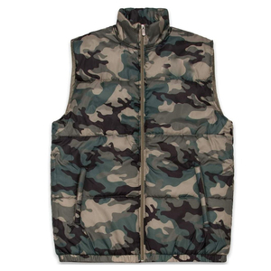 Chaleco Acolchado de Camuflaje para Hombre, Cuello Alto, Cierre de Cremallera, Ropa Exterior Informal, Relleno de Poliéster, Bolsillos, Largo Regular, para Otoño - Product Image 4