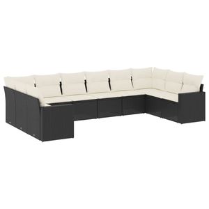 Conjunto de Sofás Modulares Grandes de Ratán Sintético Negro para Jardín - Product Image 2