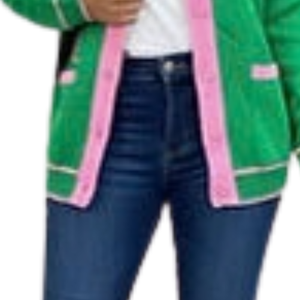 Green Three Letter Ivy Luxe Cashmere Women's Winter <b>Cardigan</b> Knitted Button Front Soft Comfortable Sorority Fashion Casual - Product Image 4