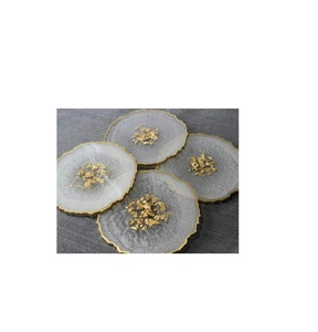 Decorative Resin <b>Coaster</b> With Metallic Gold Edge Finish Stylish <b>Drink</b> Holder <b>For</b> Wedding Party And Festive Events - Product Image 6
