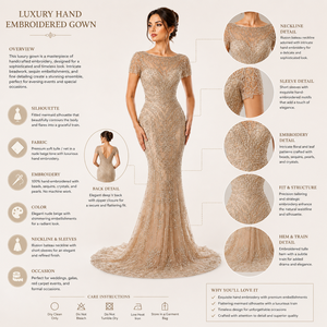 Vestido de Noche de Lujo Estilo Sirena con Lentejuelas y Bordados para Mujer |   Vestido de Novia Largo Hasta el Suelo, Estilo Formal, OEM - Product Image 4