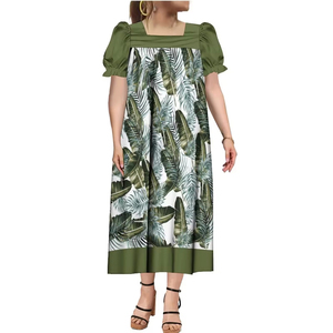 Vestidos Muumuu de Alta Calidad con Cuello Cuadrado y Mangas Abullonadas para Damas, Estampado Tribal Polinesio, Vestido Mumu Micronésico - Product Image 2